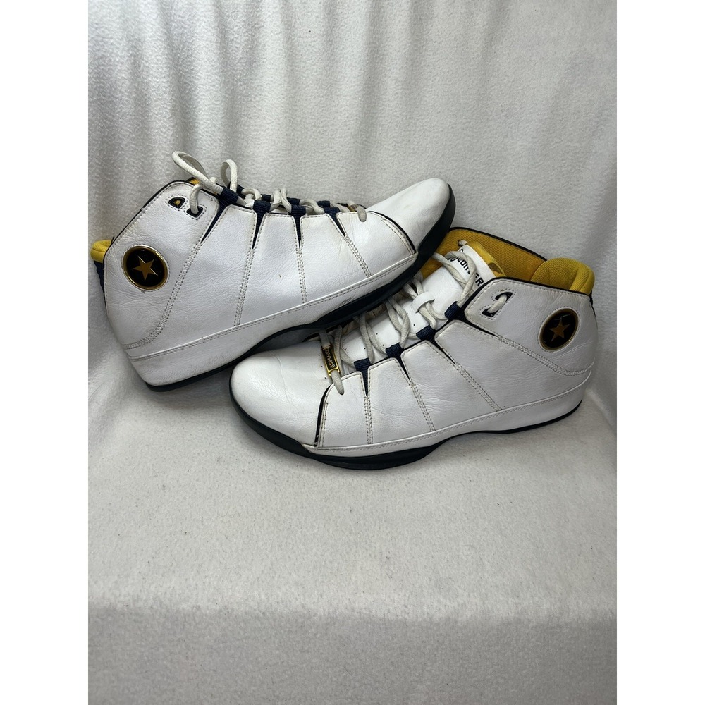 Converse Basketball Shoes Mens 13 White‎ Navy Yellow Good 1X950 Mid Top Sneakers